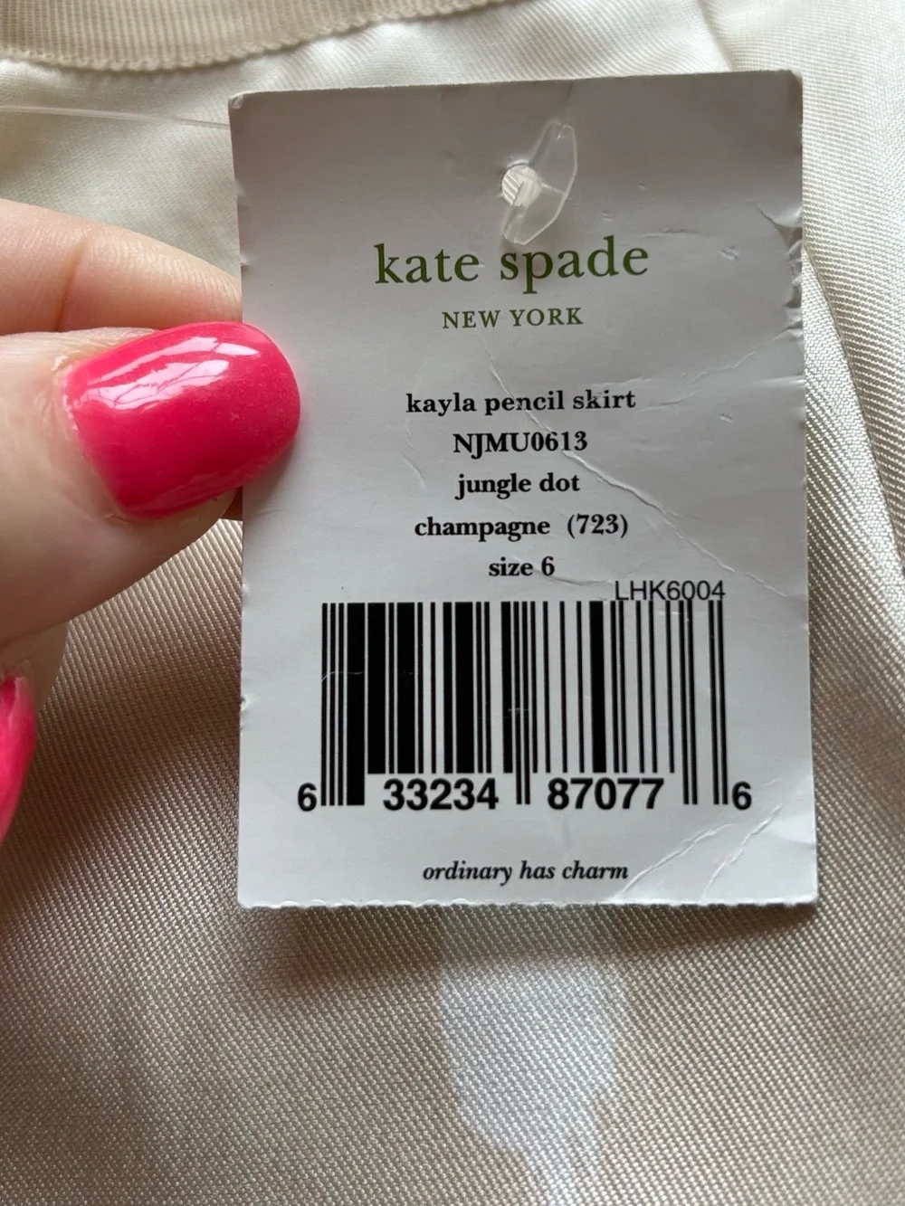 NWT Kate Spade Kayla Pencil Skirt Jungle Dot Champagne Silk Blend Size 6